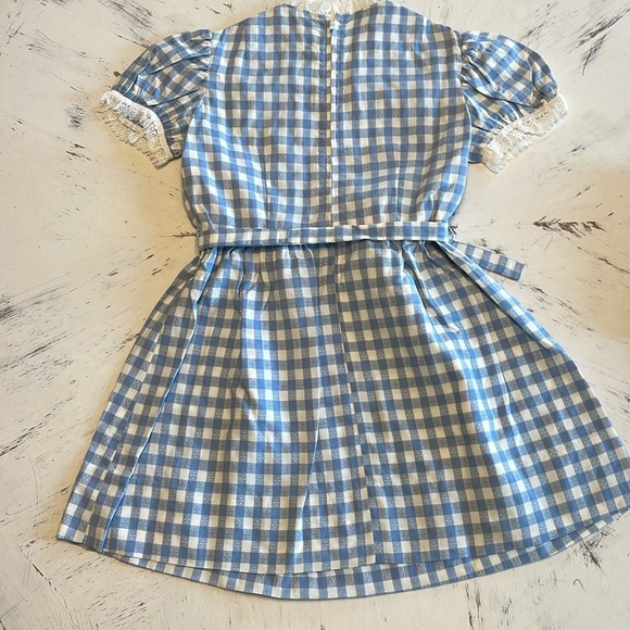 VINTAGE Blue Gingham Girl’s Dress - Picture 2 of 4